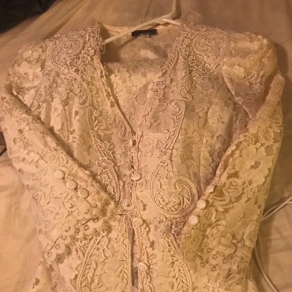 Vintage Cachet By Bari Protas Lace Skirt Suit M/L - Picture 1 of 1